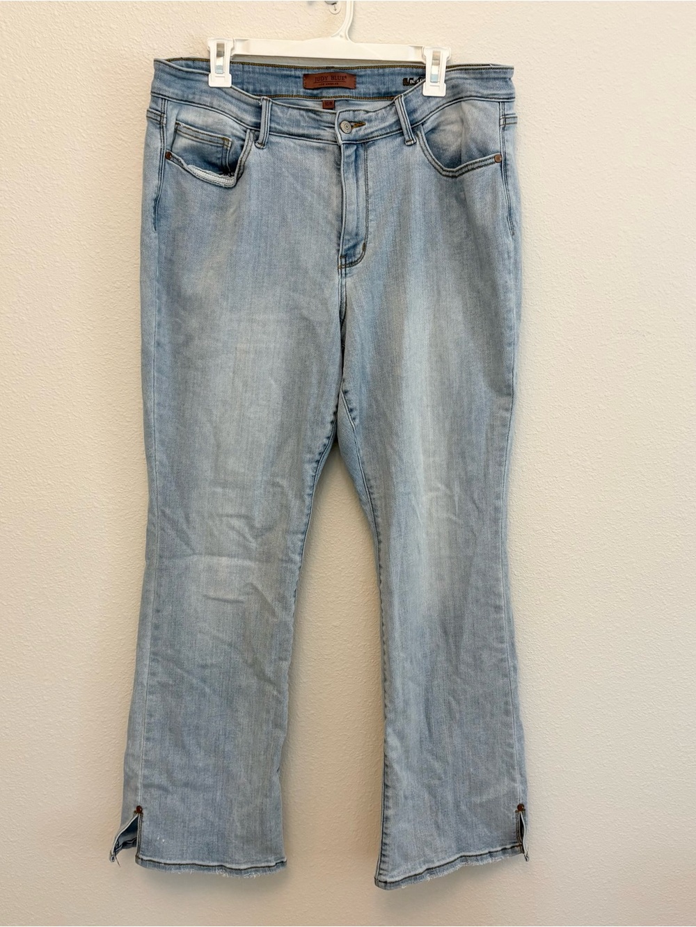 Judy Blue High Rise Boot Cut Jeans Size 18W Light Wash Slit Stretch